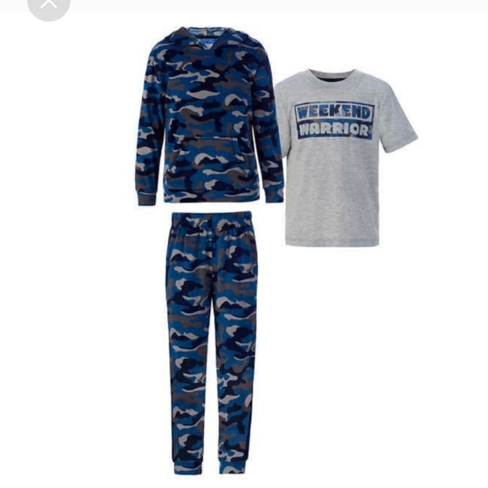 Saint Eve Youth boy 3-piece PJ Set, Blue  long sleeve pants and shirts